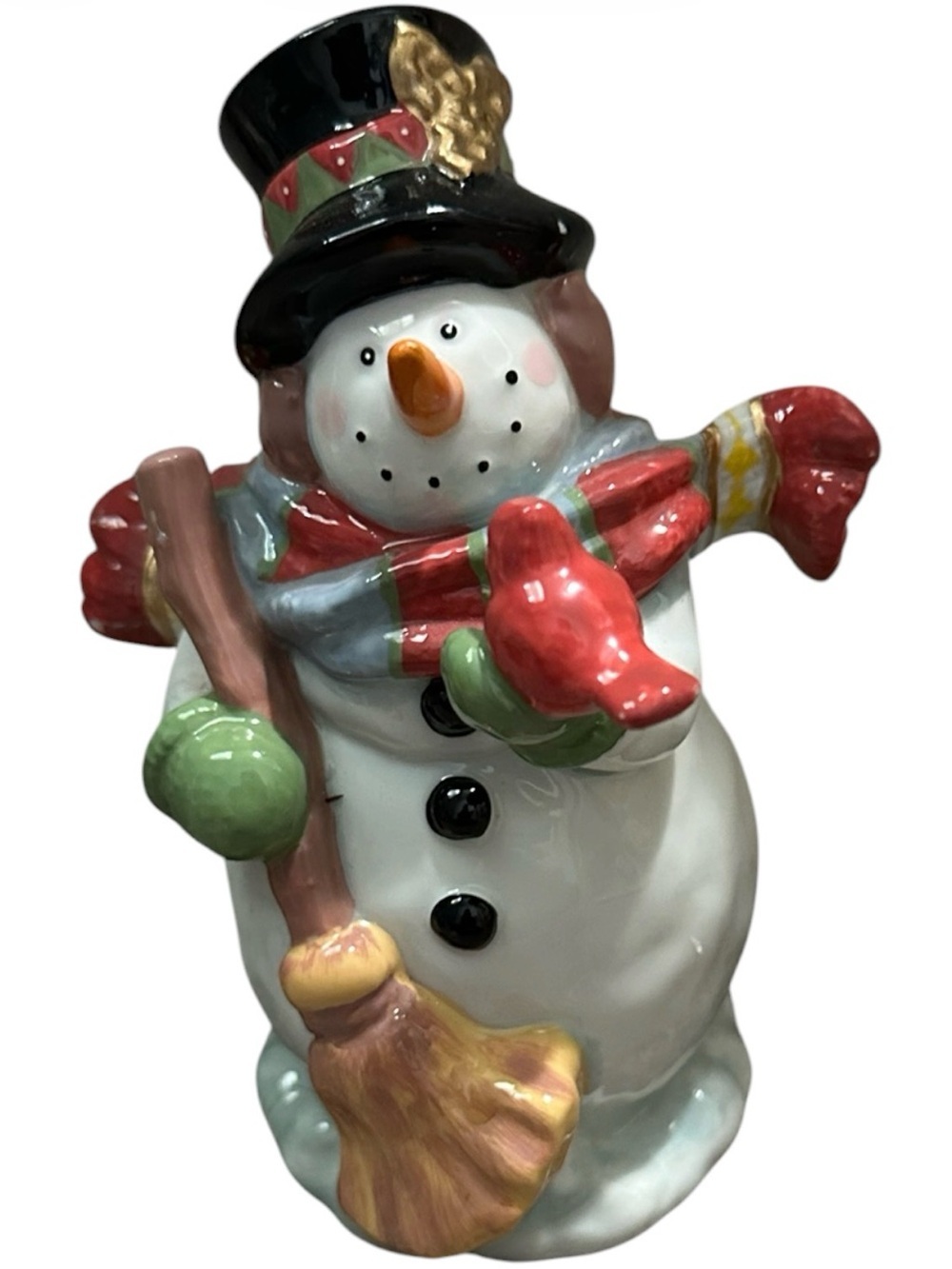 Festive Red & Green Snowman Figurine Holiday Decor